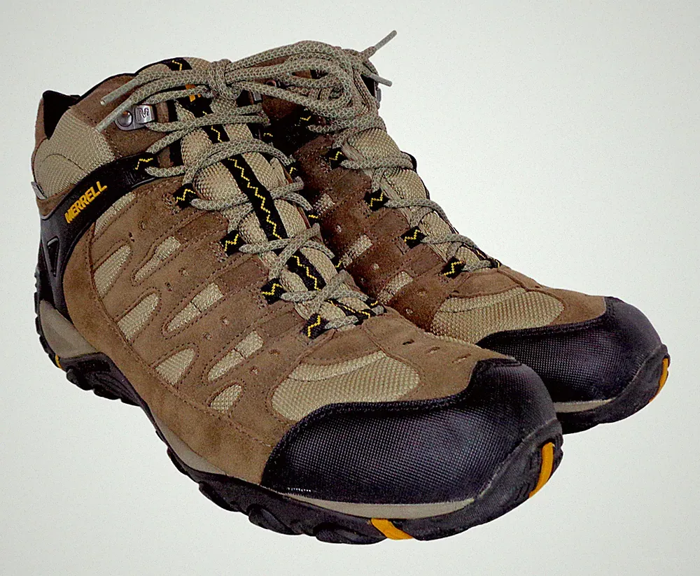 Merrell Boulder Old Gold Men's Suede Mesh Hiking Boots Brown/Black Size U.S. 13