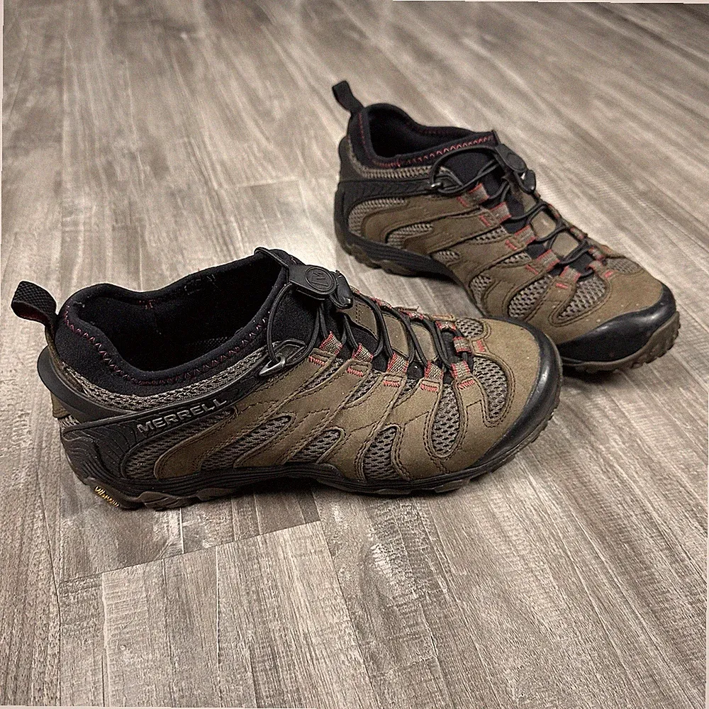 MERRELL Bungee Boulder Leather Trail Hiking Shoes Men Size 8 Gorpcore Flex Plate