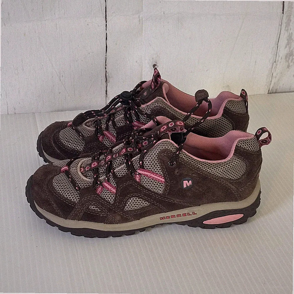 Merrell Cami Sport Toggle Shoes Kids Size 5 Brown Pink Hiking Trail Sneakers