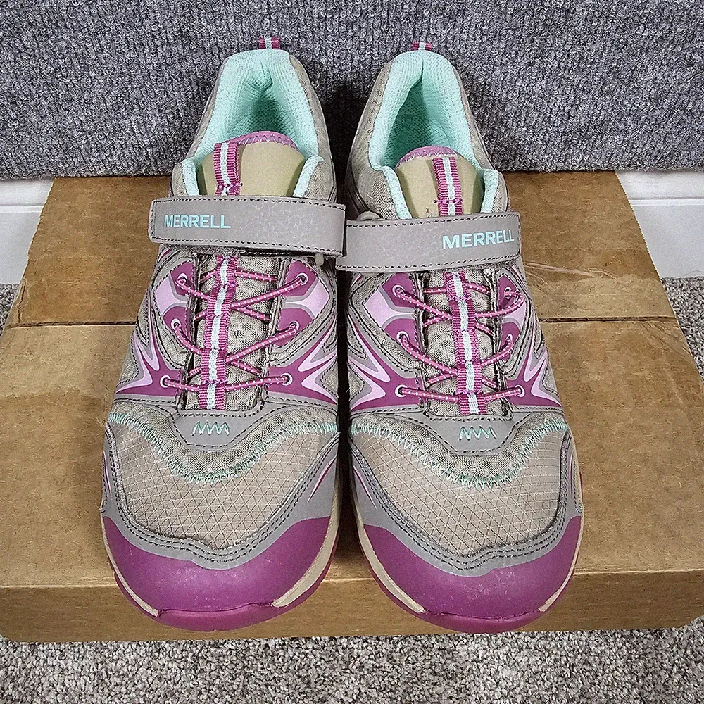 Merrell Capra Hook and Loop Hiking Shoes Green/Purple/Gray 6.5M MY54839 Womens