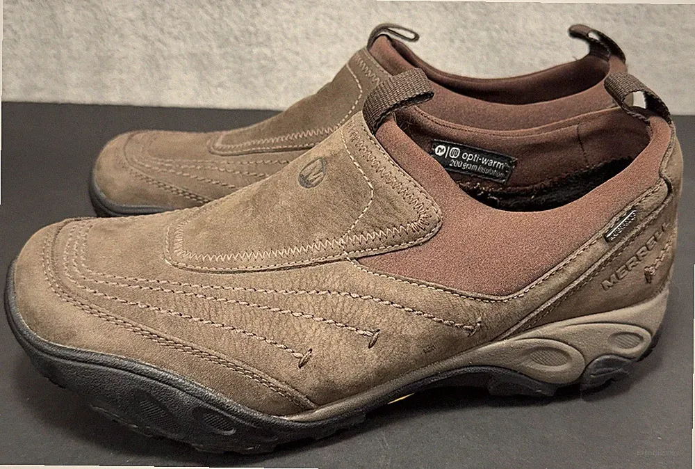 Merrell Crystalline Moc Hiking Shoes Women’s Size 8 Brown Leather Slip On Vibram