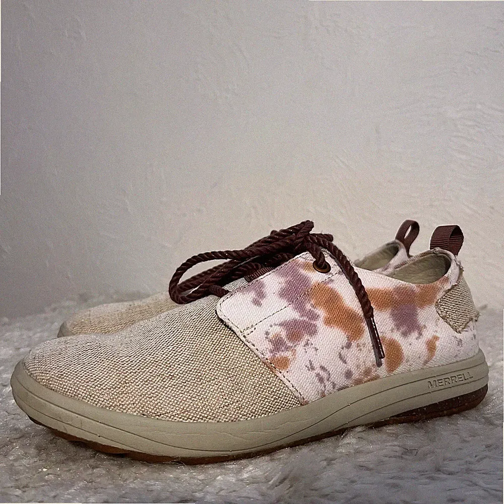 Merrell Gridway Cotton Canvas Sneakers Shoes Women's SZ 7.5 Beige Hiking Walking