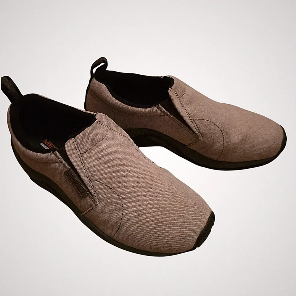 Merrell Kangaroo Slip On Men 8.5 Taupe Canvas Hiking Trail Moc Comfort Trail