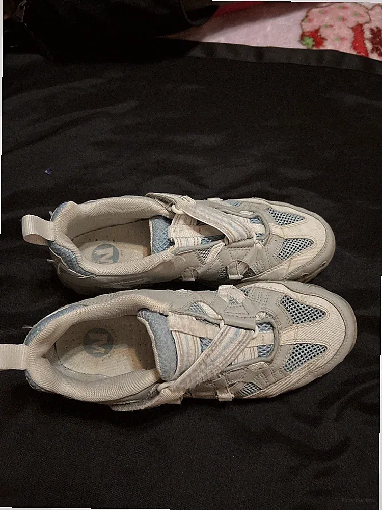 Merrell Kids Girls Size 4.5 Hiking Shoes WaterPro Z-Rap Continuum Lt Grey Blue