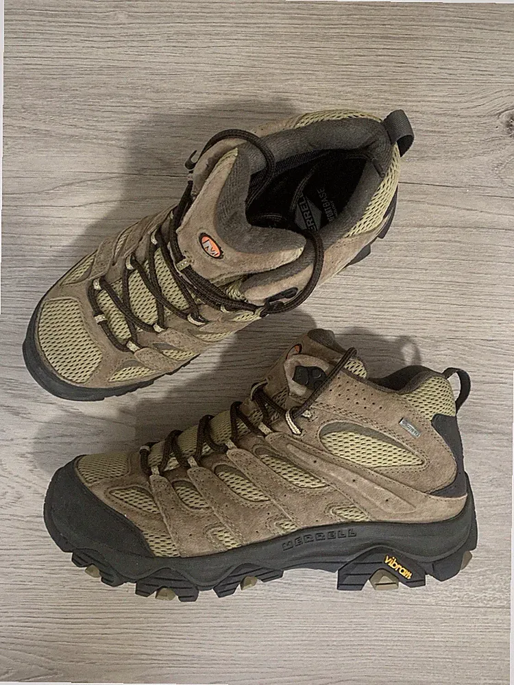Merrell Men's Brown Hiking Boots Mesh Vibram Sole Excellent