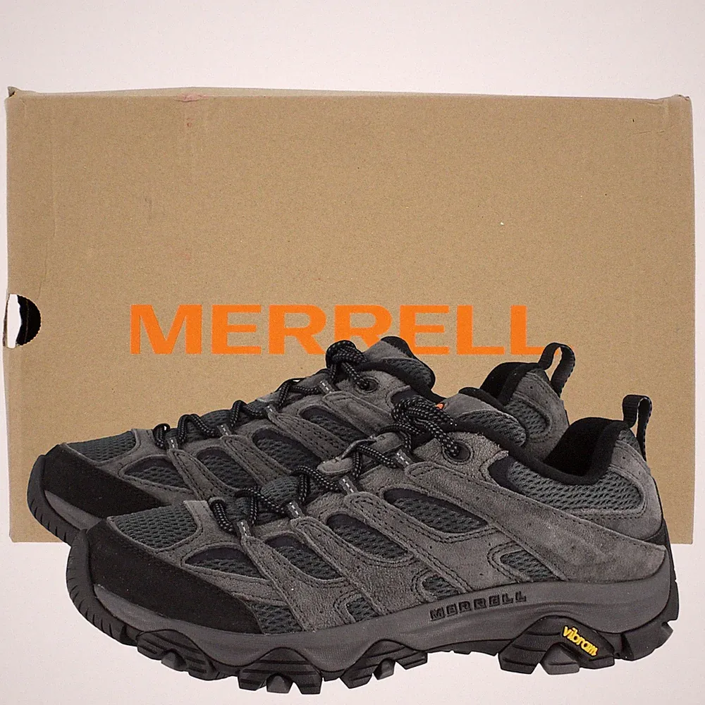Merrell Men's Hiking Shoes Moab 3 Leather All-Terrain Rugged Trail Shoe, Granite