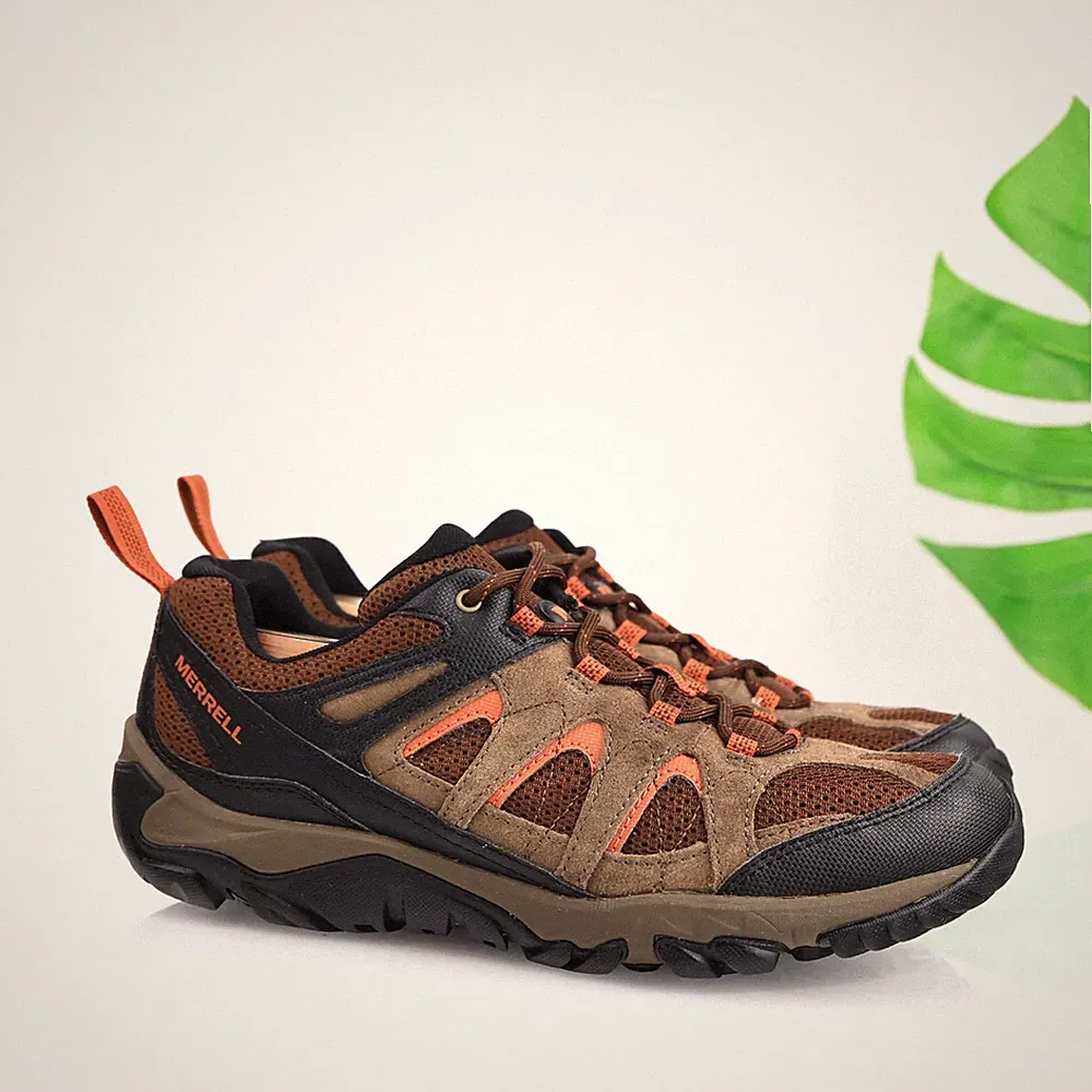 Merrell Mens Outmost Ventilator Hiking Boot Size 9 Brown Orange Suede Trail Shoe