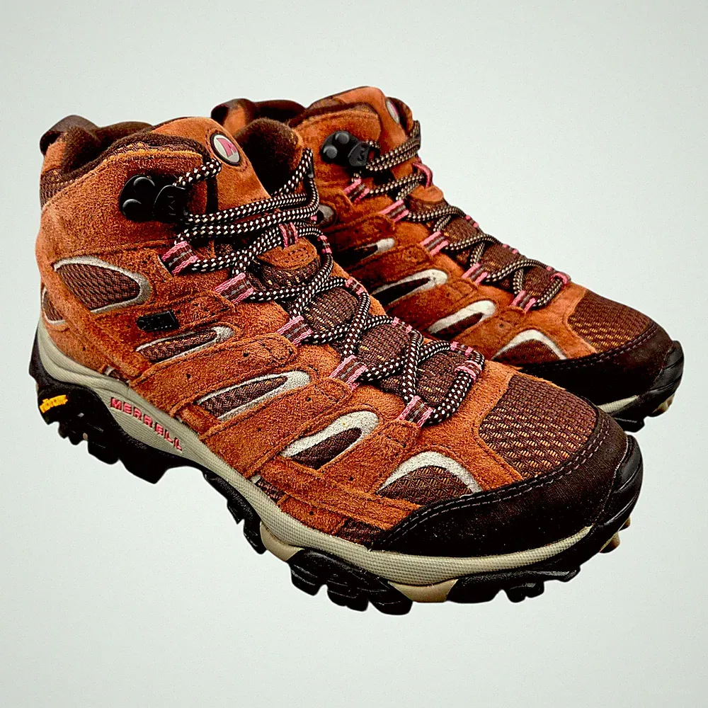 Merrell Moab 2 Mid Hiking Boots Waterproof Brown Lace-Up Outdoor Women's Size 7