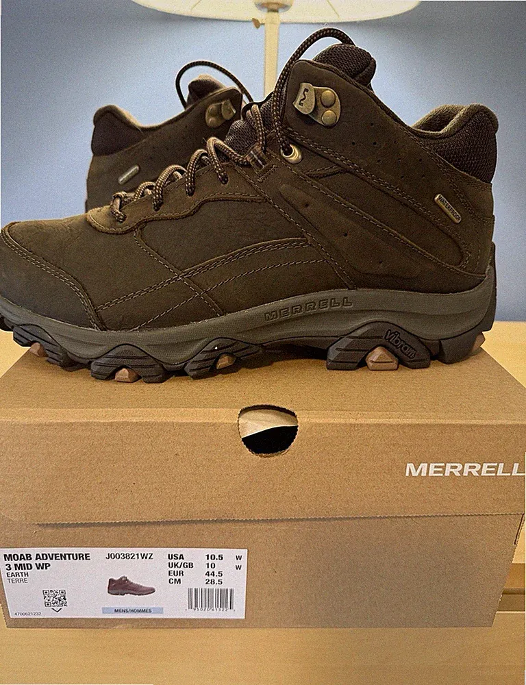 Merrell Moab Adventure 3 Mid WP Men's Hiking Boots Brown US 10.5 Wide J003821WZ