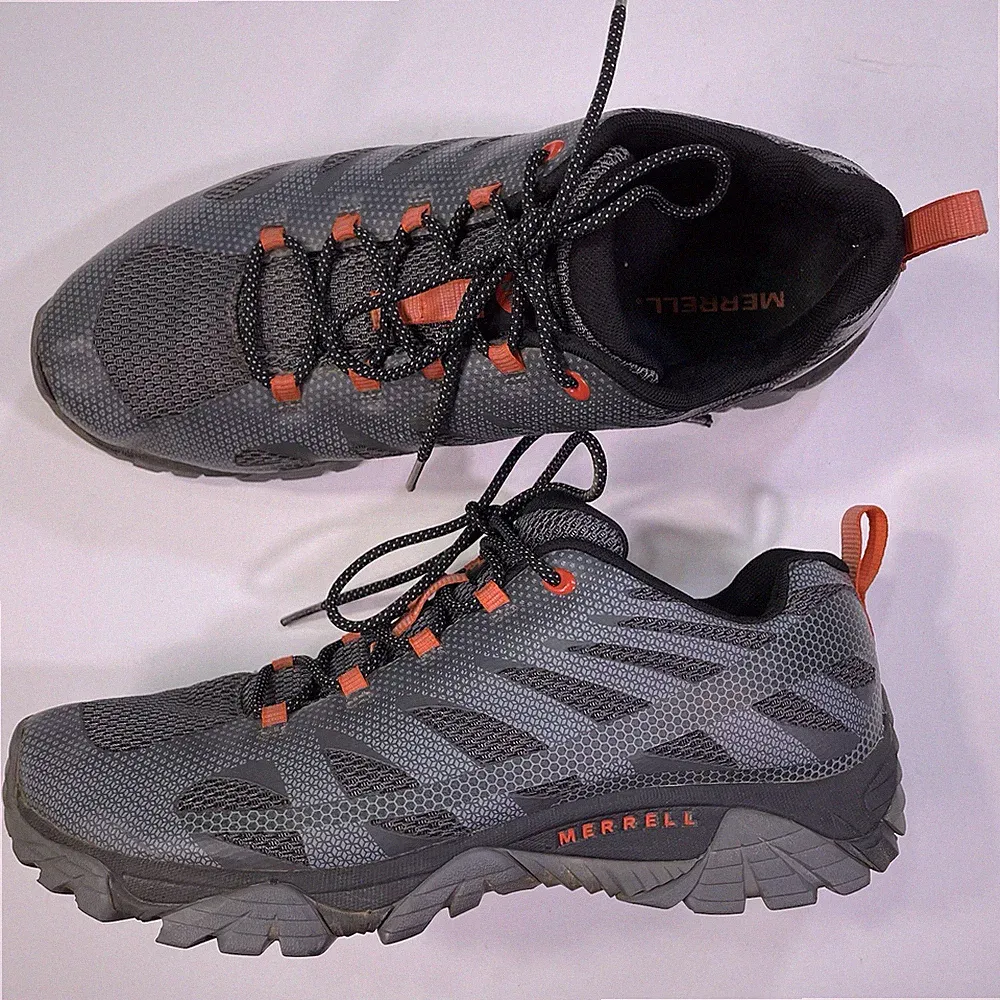 Merrell Moab Edge 2 Men's 11 WIDE Trail Hiking Shoes Monument Gray Boot J06113W