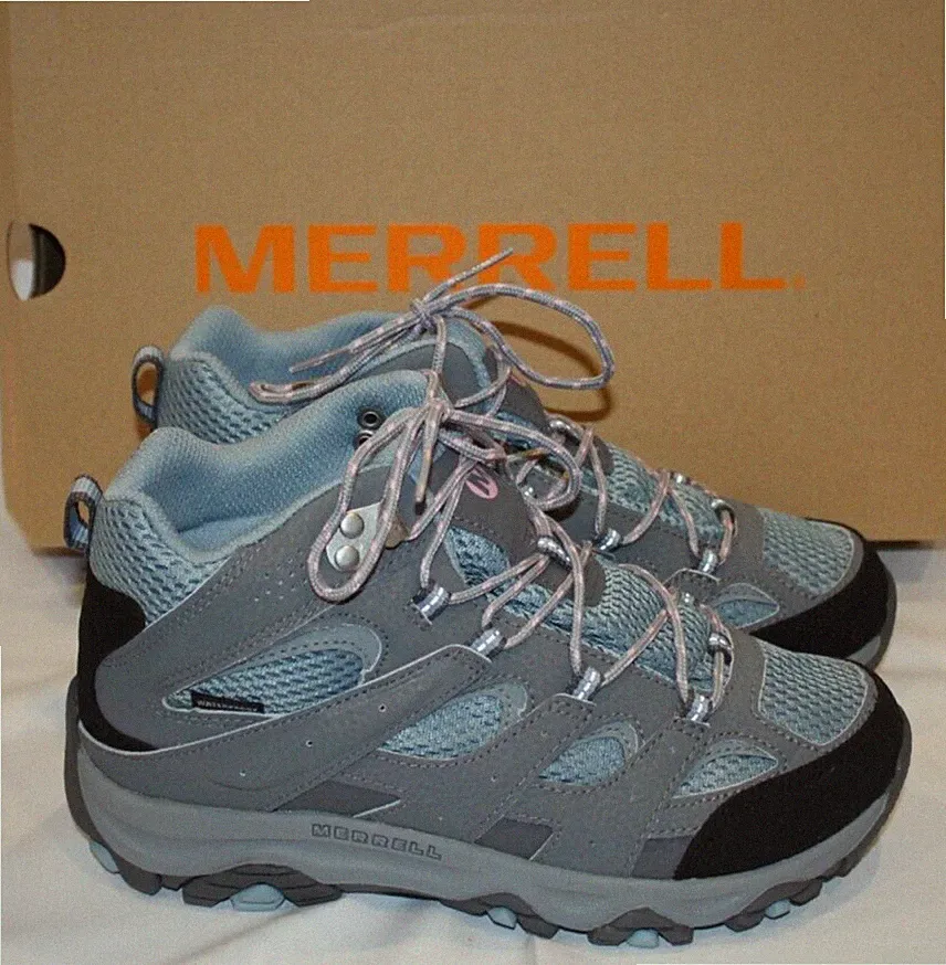 MERRELL Moab Waterproof Hiking Youth 4.5 Grey Sneaker Athletic Hiking Shoes NEW