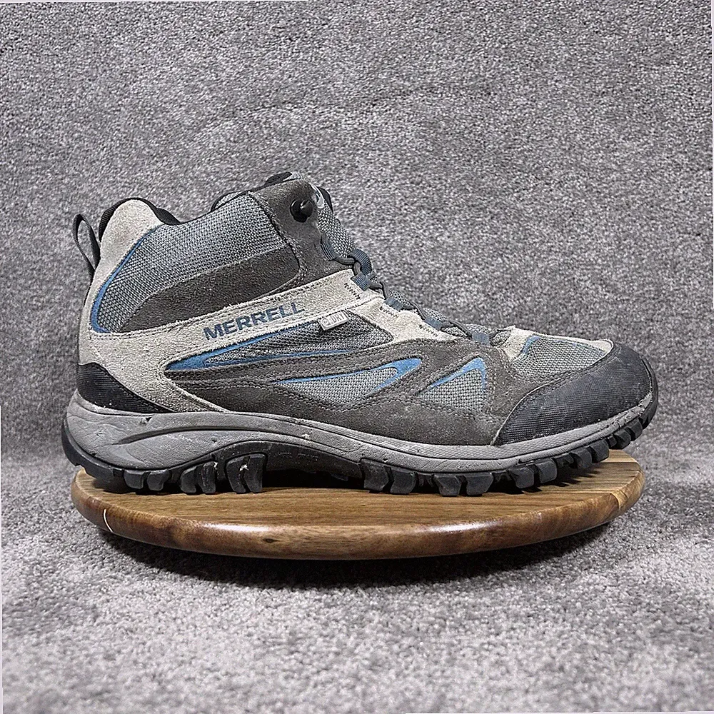 Merrell Phoenix Bluff Mid Mens Size 14 Grey Blue Waterproof Hiking Boots Used