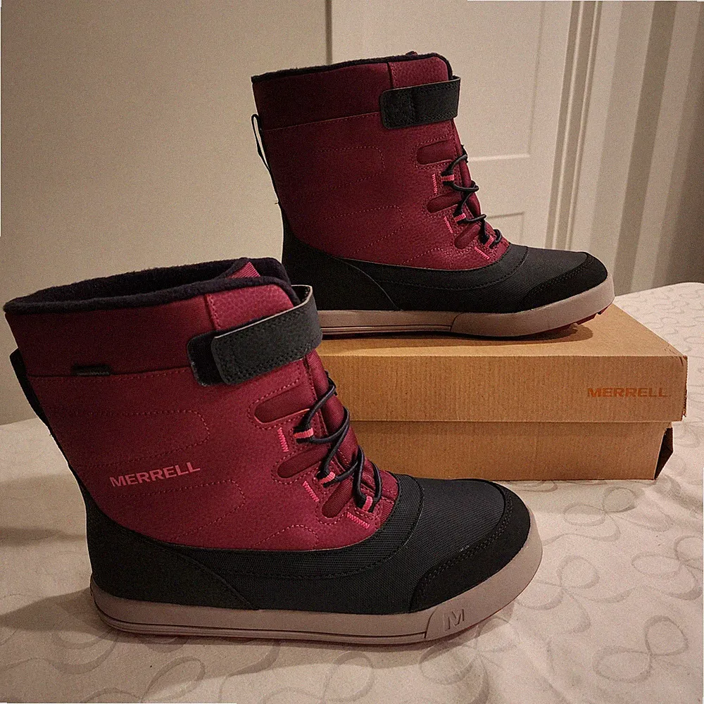 Merrell Snow Storm Waterproof Boots Girls 6 Medium Berry Navy Winter Insulated