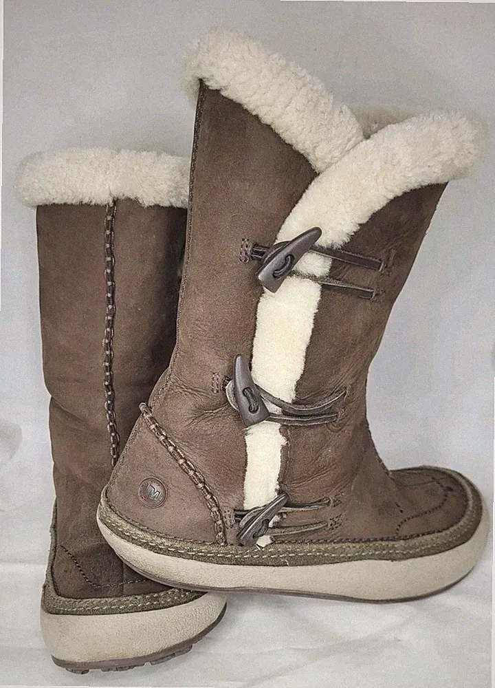 Merrell Spirit Tibet High Timber Brown Leather Boots Polartec Women’s Sz: 6