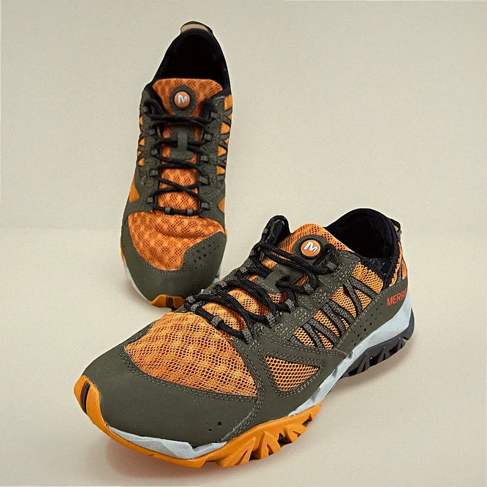Merrell Tetrex Surge Crest Men’s Sz 8 Green & Orange Water Trail Hiking Shoes
