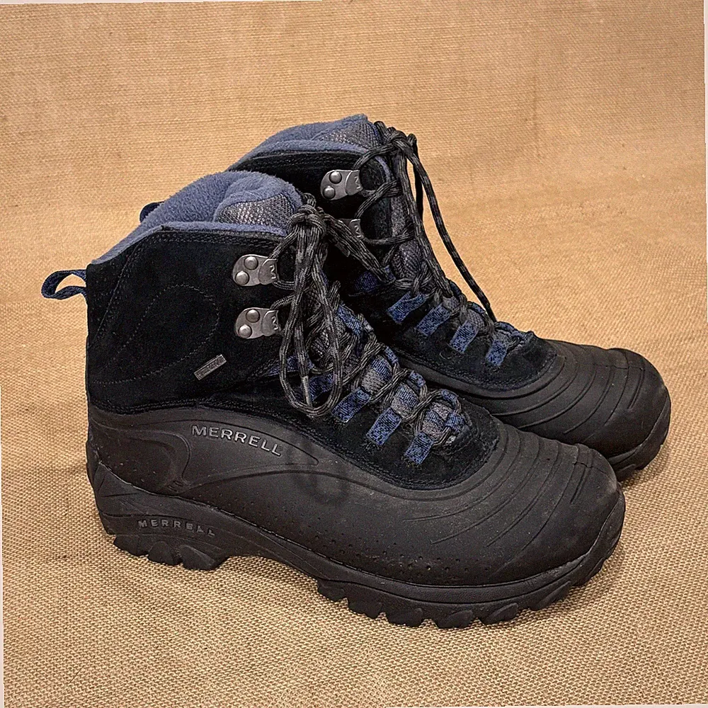 Merrell Thermo Chill Mid Mens 10 Black Blue Waterproof Insulated Hiking Boots