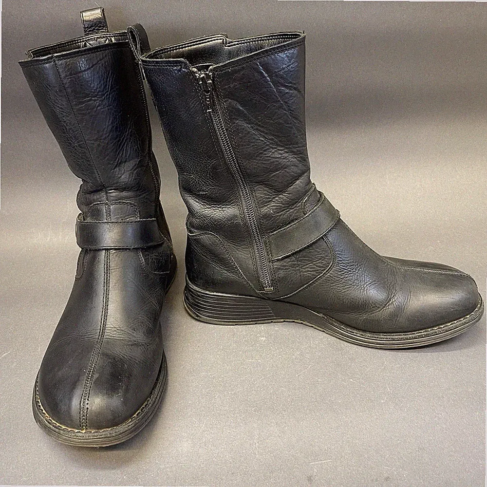 MERRELL TRAVVY BOOTS WOMENS US 6.5 BLACK LEATHER MID-CALF WATERPROOF WINTER RAIN