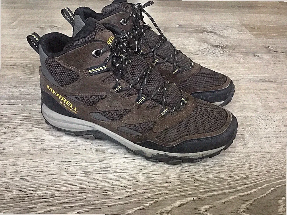 Merrell West Rim Mid Waterproof Hiking Boots Mens Size 10 Brown Suede J135557