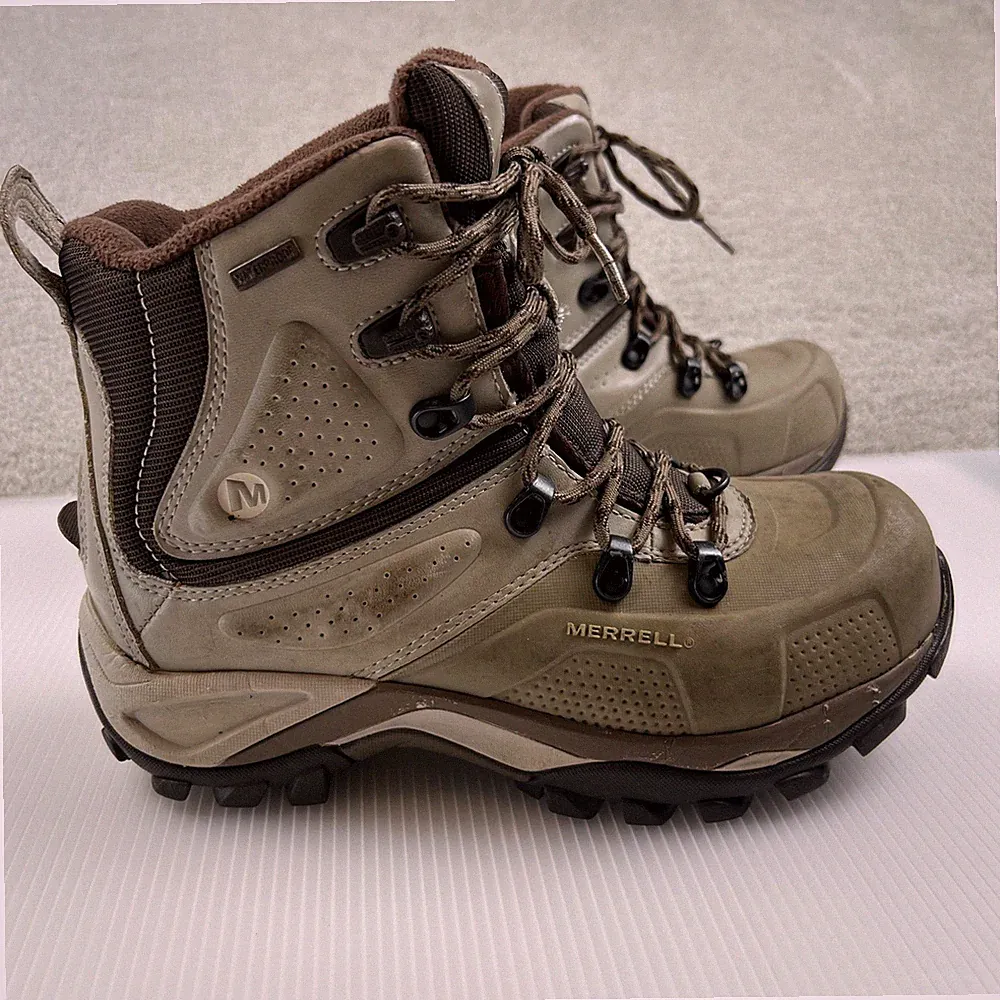 Merrell Whiteout 8 Waterproof Hiking Boots Womens 7 Tan Insulated Winter Outdoor