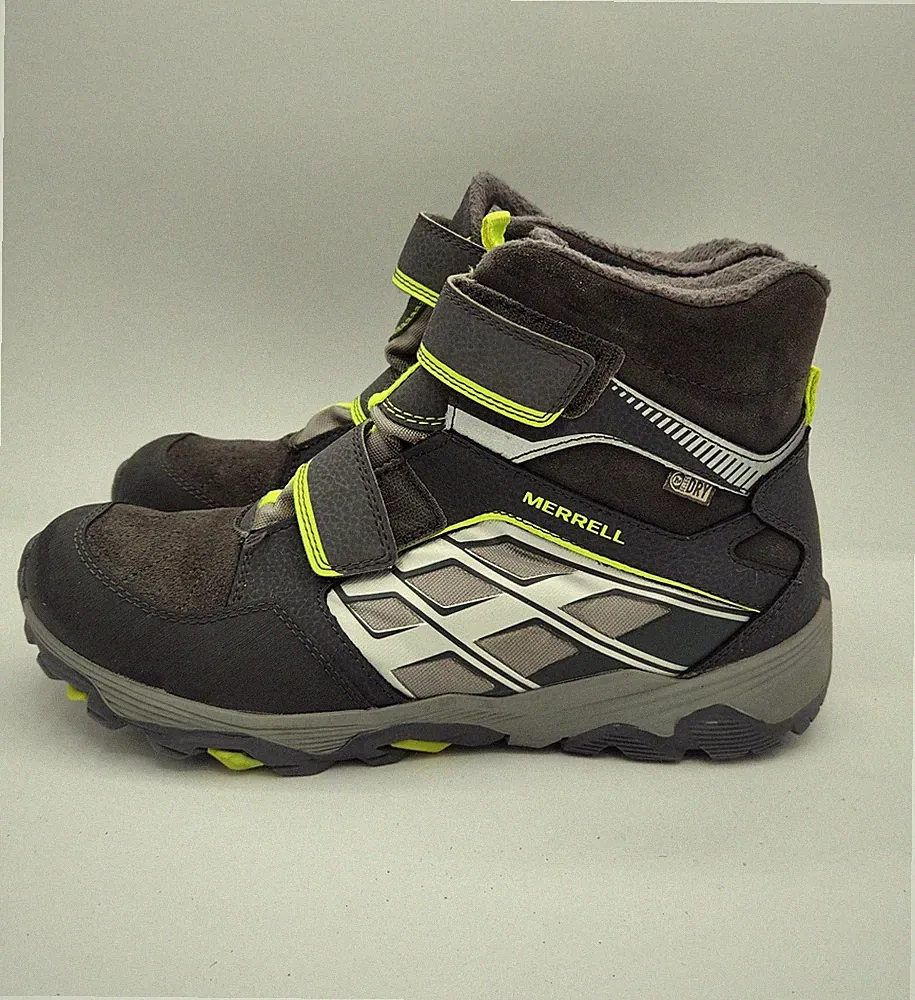 Merrell Winter Hiking Snow Boots Gray Green Size 7 W Moab FST Polar Mid A/C