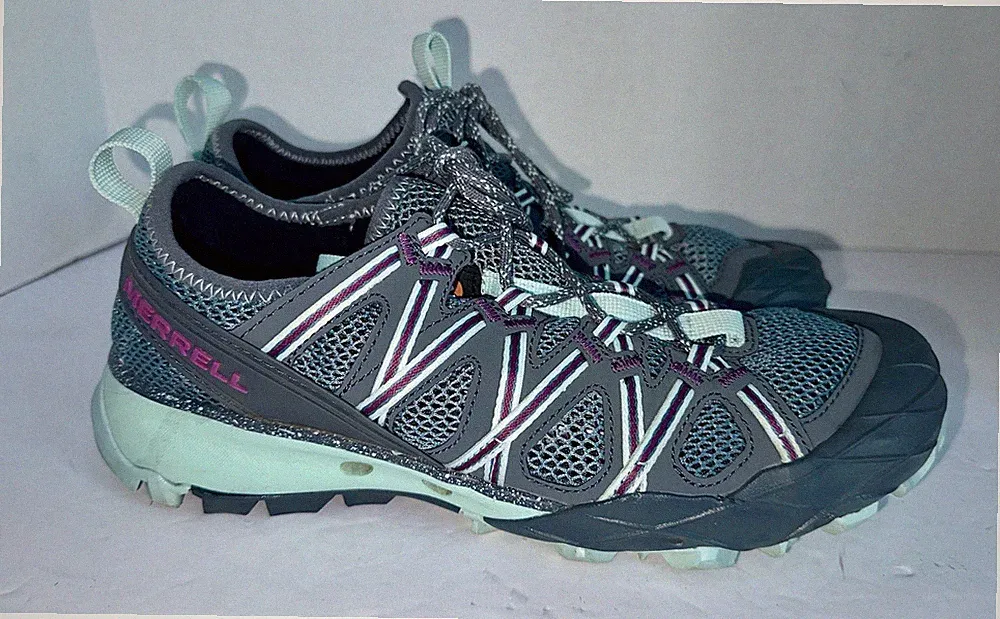 Merrell Women's Choprock Aqua Blue Smoke Hiking Sandals Sz 8 Vibram Water
