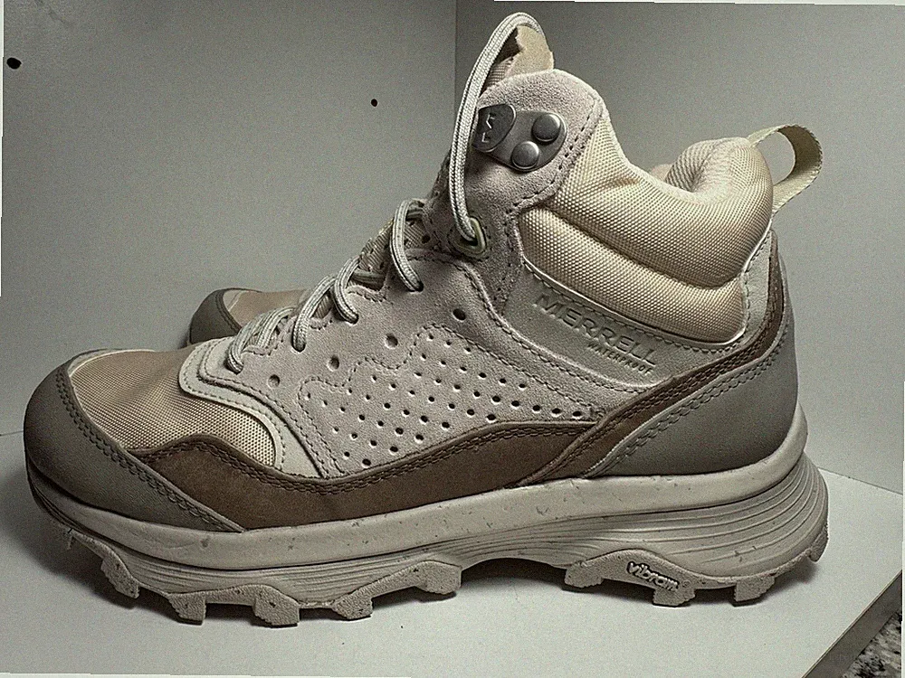 Merrell Women Speed Solo Mid Waterproof Shoes White Sz 8 Gray Brand New