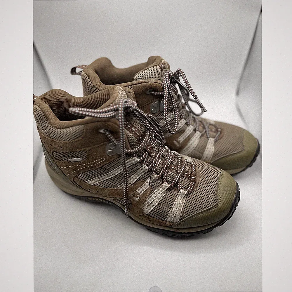 Merrell Womens Waterproof Hiking Boots Brown Suede Mesh Mid Top Trail Shoes 10