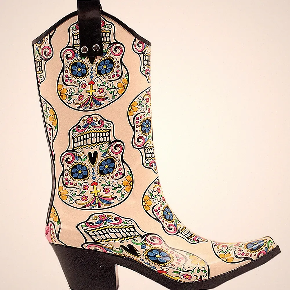 MF Blazin Roxx Roxy Ladies Sugar Skull Rain Boots Waterproof Snip Toe Cowgirl