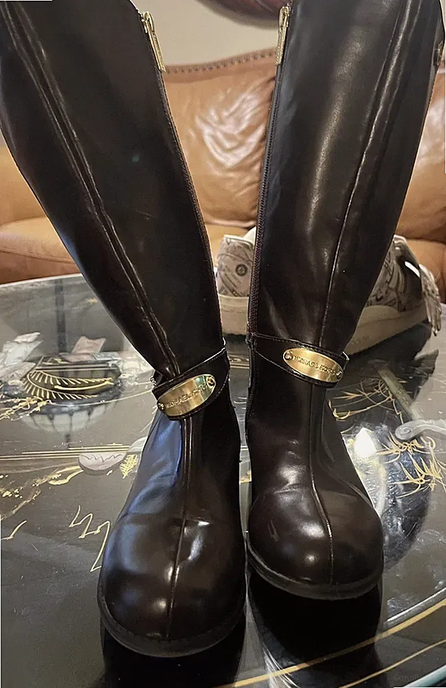 Michael Kors Parson 15 Chocolate Brown BOOTS Youth Girl's Size 1 MK equestrian
