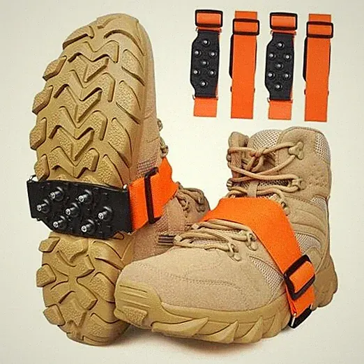 Mid-Sole Ice Cleats Crampons Snow Traction Cleats for 2 Pairs Large/X-Large