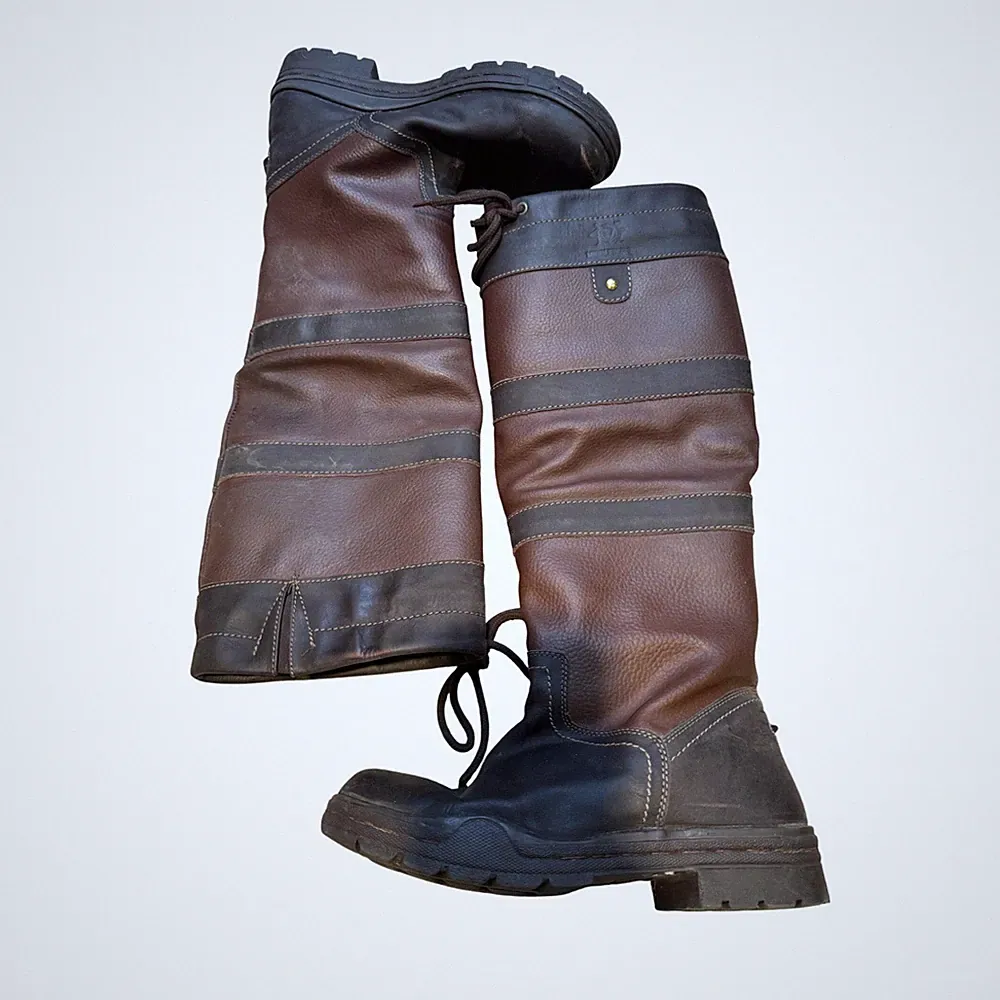 Middleburg Womens Tall Leather Country Boots Brown Black Equestrian Riding 8