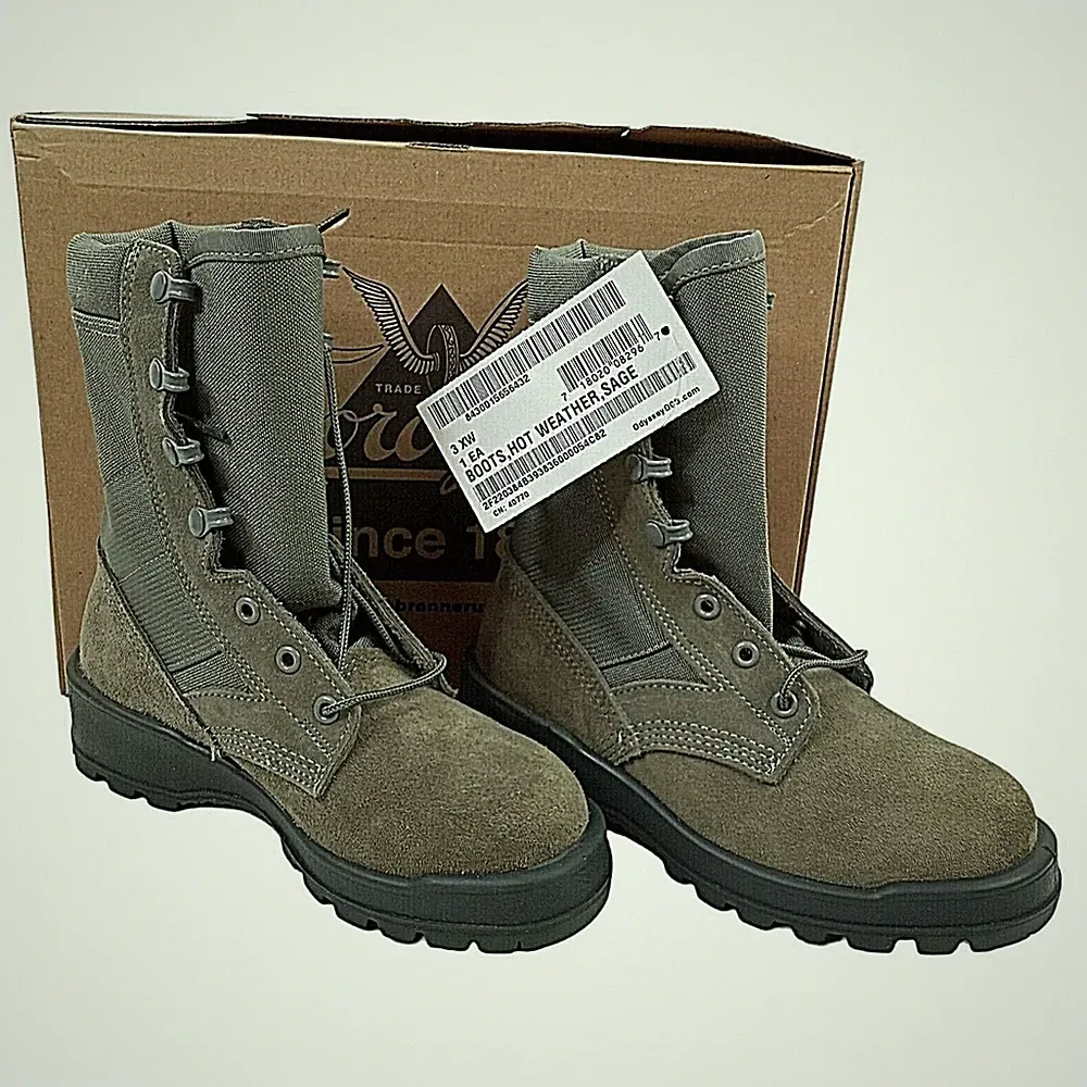 Military Sage Hot Weather Combat Boots Lace Up Vibram Sole Durable Size 3XW