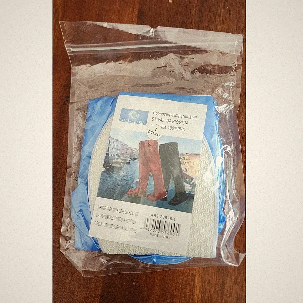 Mille Cose Waterproof Rain Boot Shoe Covers Overboots Blue PVC Size 39 41