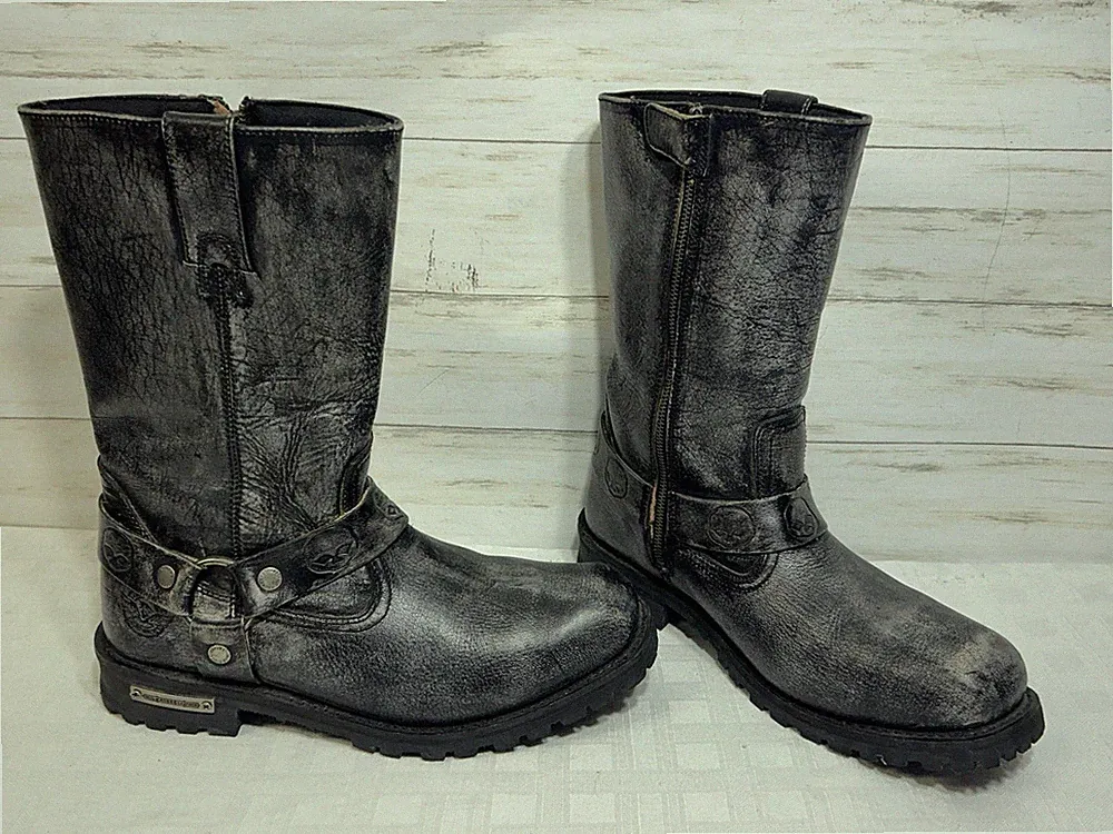 Milwaukee Leather 9006 SIZE 11.5 Men's Distressed Gray Harness Motorcycle Boot