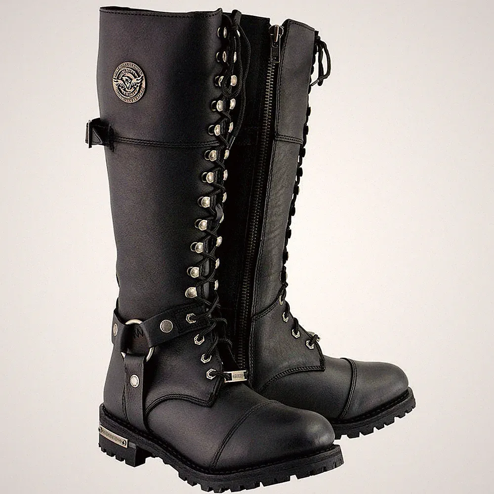 Milwaukee Leather 9390 Women’s Black 16-inch Motorcycle Riding Leather Boots