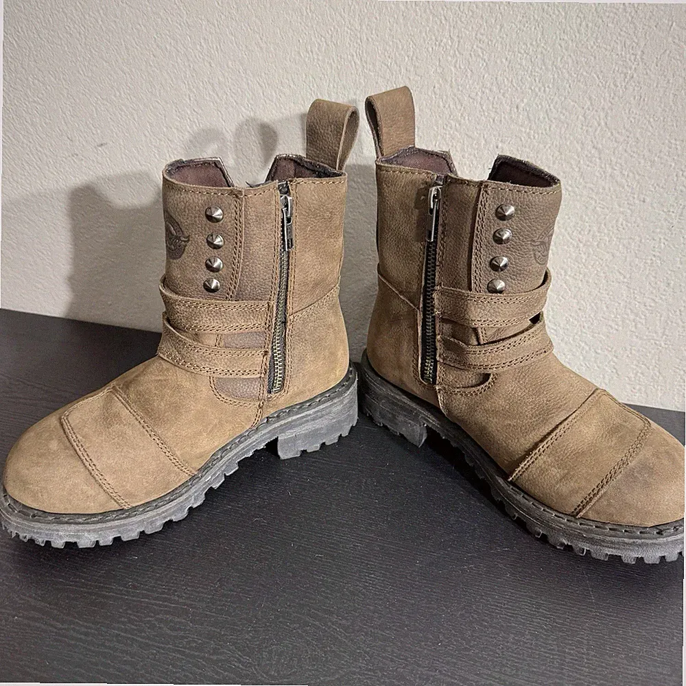 Milwaukee Leather MBL9306 Women's Brown Harness Motorcycle Boots Size 5.5