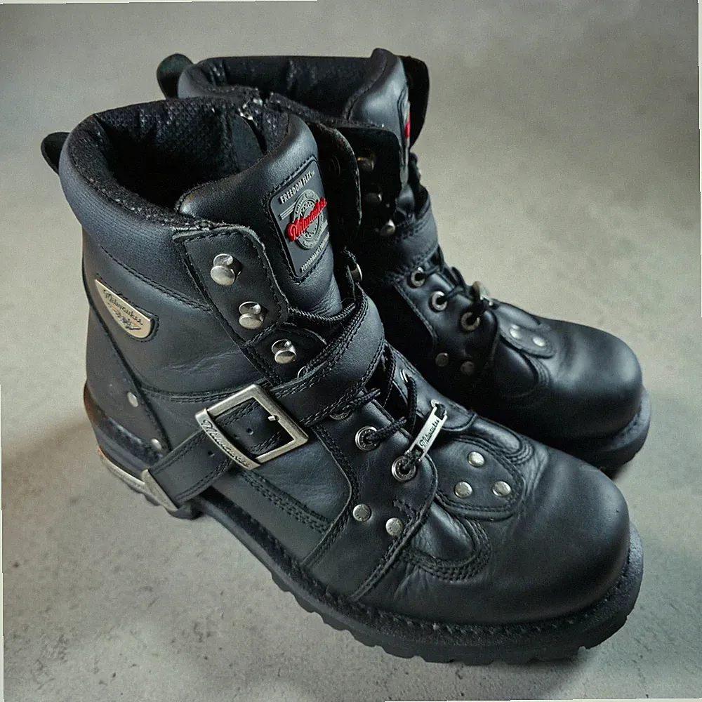 Milwaukee Men's Size 10.5 EEEE Wide Road Captain Motorcycle Lace Zip Boots Black