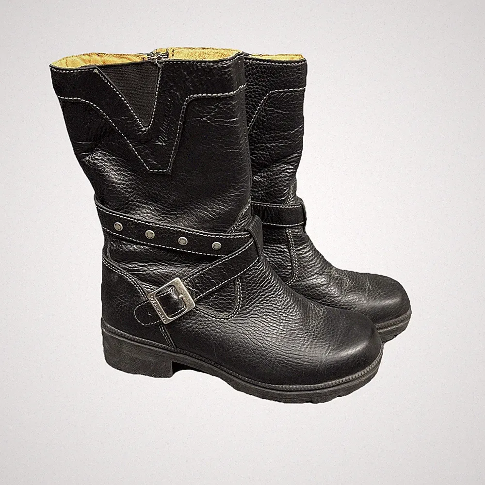 Milwaukee Motorcycle Clothing Co MVB241 Side Zip Black Leather Biker Boots 9B