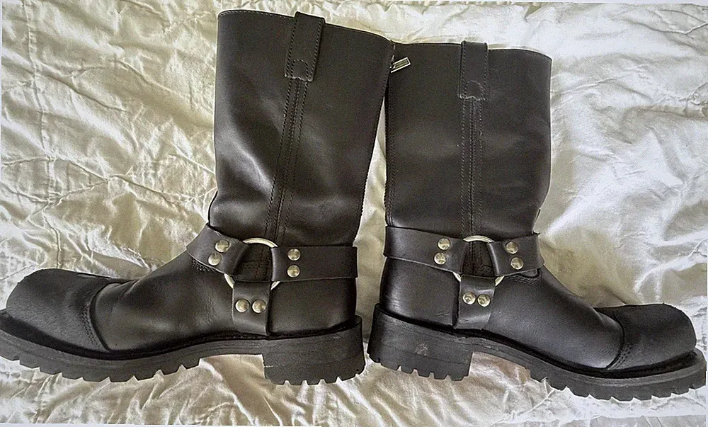 Milwaukee Motorcycle MB411 Men's Black Drag Harness Motorcycle Biker Boots 8.5