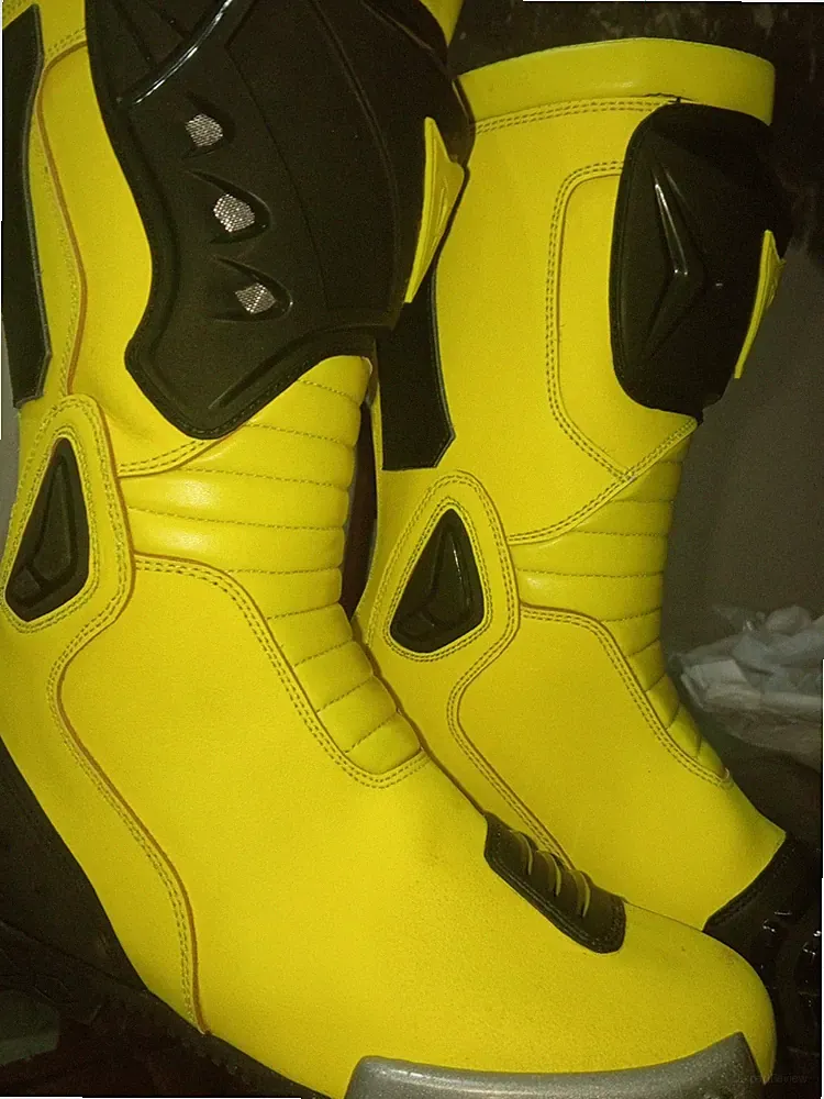 motorbike motorcycle leather racing Yellow boots shoes Riding Race onroad offroa