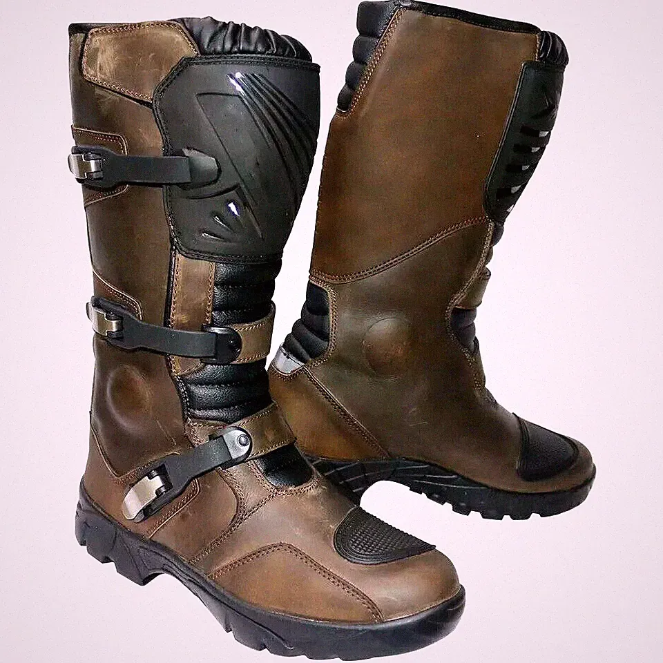Motorcycle Adventure Motorbike Leather Boot Touring Off Road Boots.