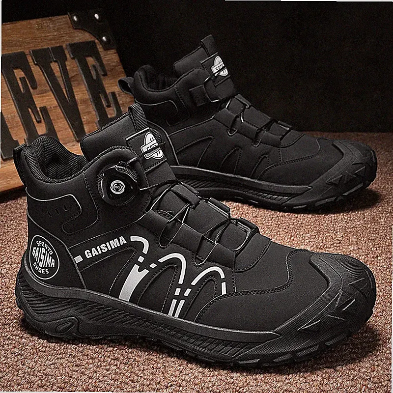 Motorcycle Ankle Boots for Men Biker Shoes Non-slip Outdoor Hiking Work Sneakers