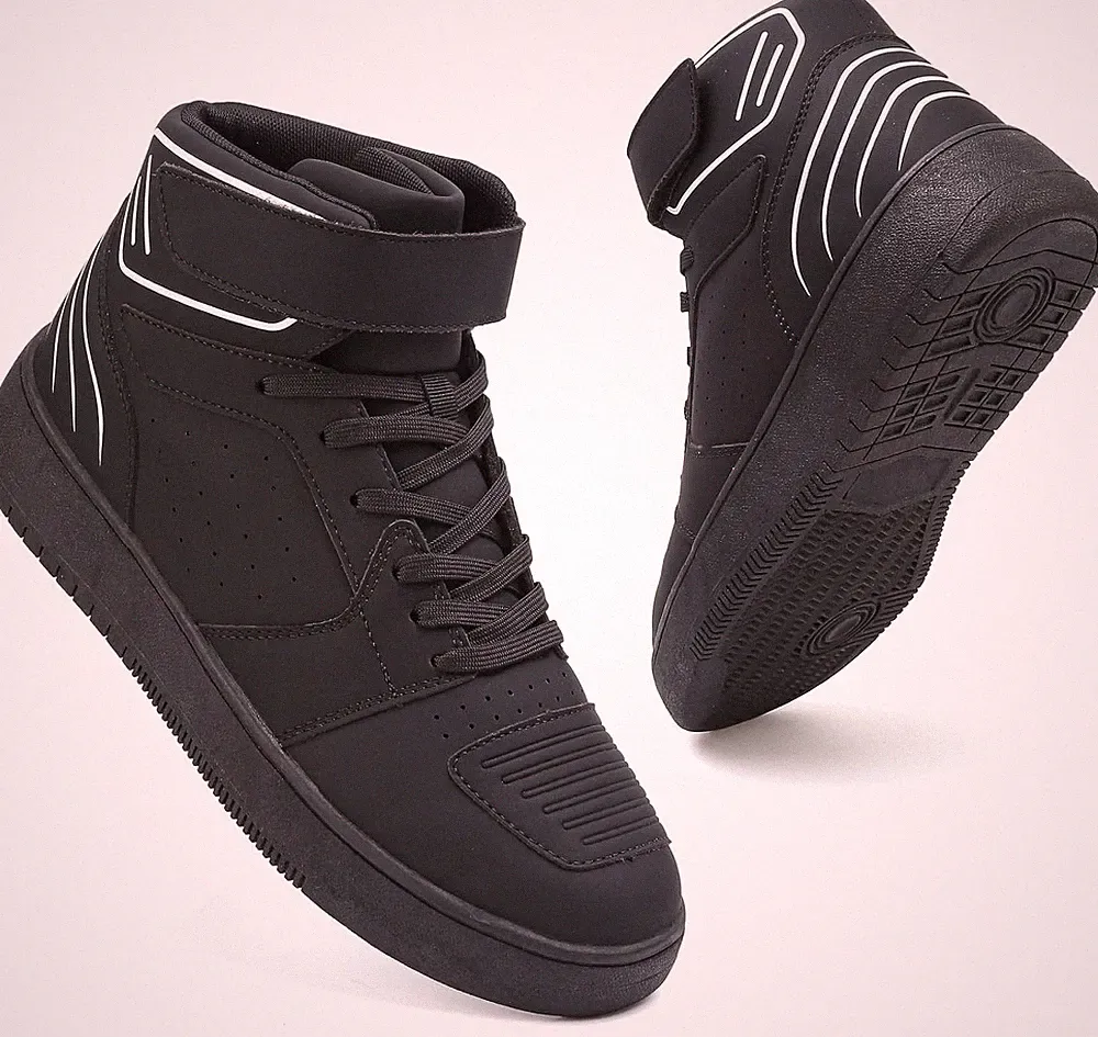 Motorcycle Boots for Men High Top Riding Shoes with Ankle Strap Lace up Moto Sne