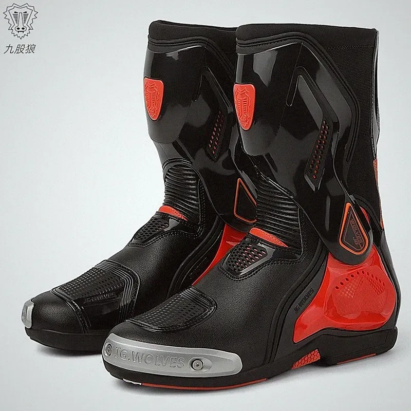 Motorcycle Riding Boots Road Track Racing Sports Protective Shoes Titanium Alloy