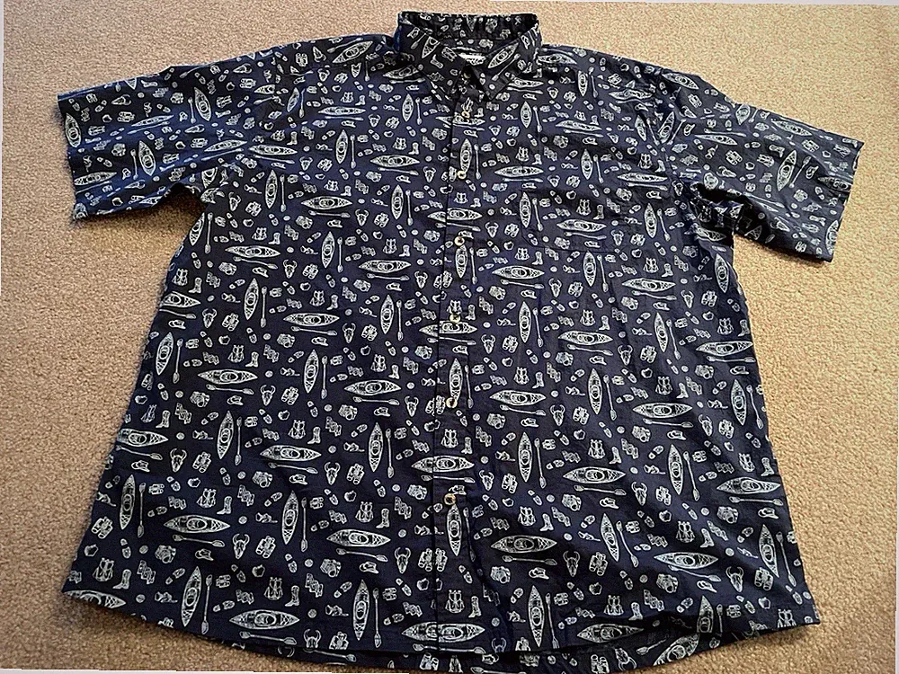 Mountain Khakis Short Sleeve Button Down Shirt Canoes Men's XL Western Print
