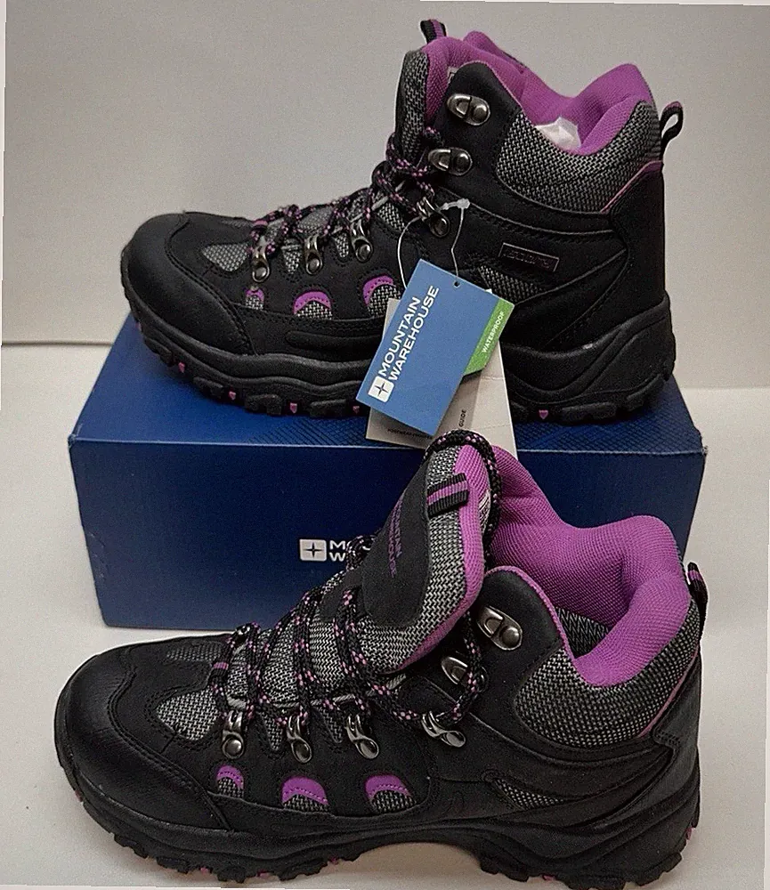 Mountain Warehouse Adventurer Women Waterproof Boots Size 8 Black Purple Shoes