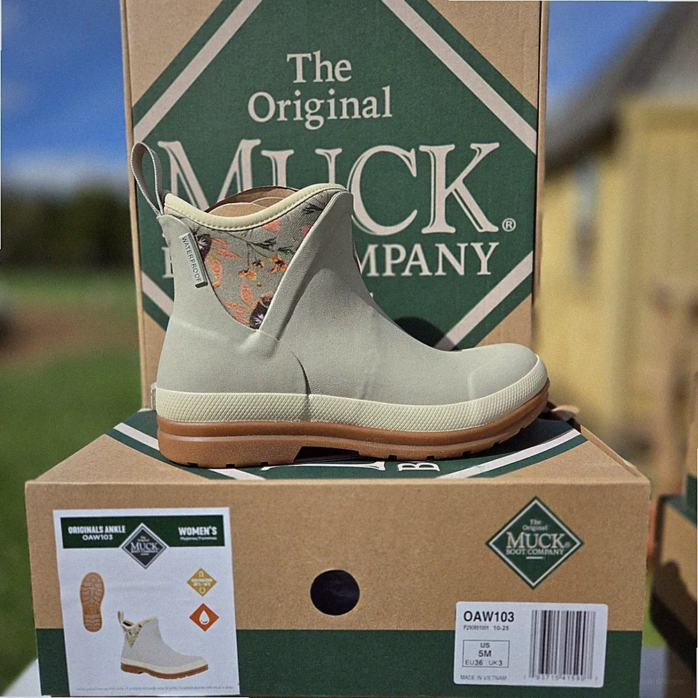 Muck Boot Company Women’s Waterproof Originals Ankle Floral Rain Boot Beige