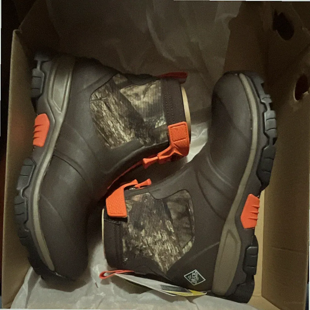 Muck Boots Men's Waterproof Camouflage Zip Rain Boot Brown Orange US 9