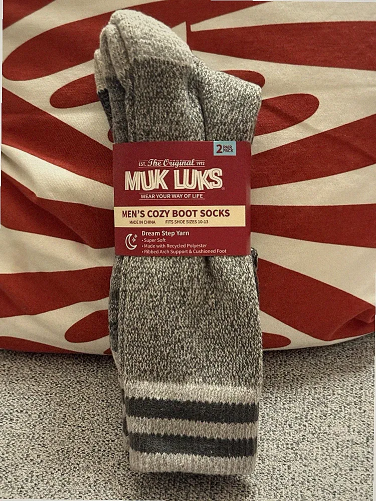 Muk Luks Men’s Boot Socks Warm & Cozy Dream Yarn One Size Fits Most - 2 Pairs