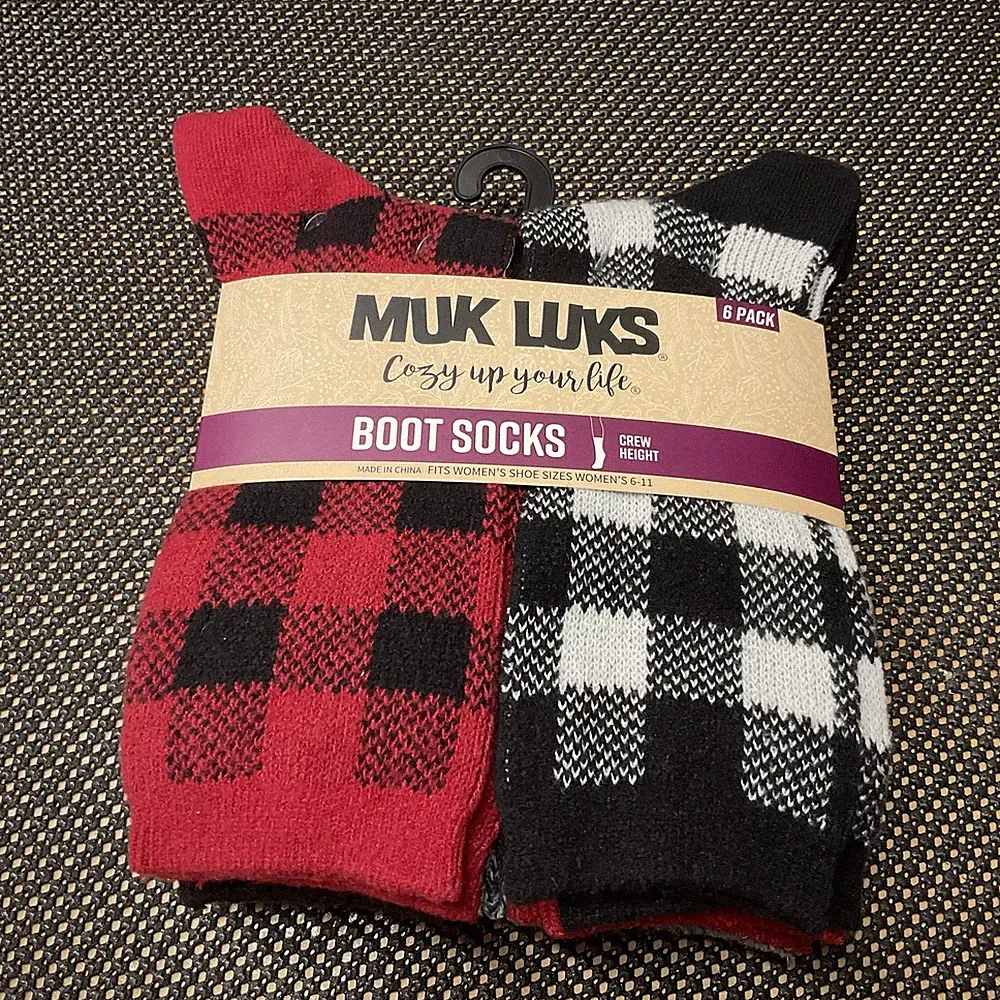 Muk Luks Women's Crew Height Cozy Boot Socks, Size 6-11, 6-Pack New In Package